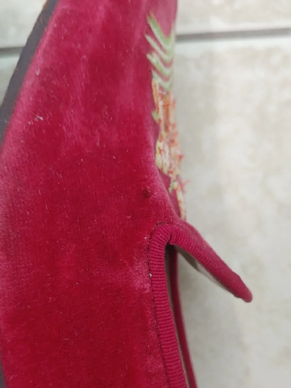 Stubbs And Wootton Embroidered Loafers Womens Red Velvet Tropical Floral Size 10